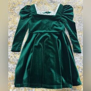 SHEIN Dark Green Velvet Top with White Lace